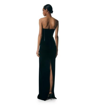 VELVET STRAPLESS EVENING DRESS image number 3