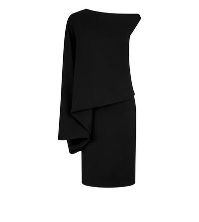 VISCOSE STRETCH CADY ASYMMETRIC WING DRESS image number 0