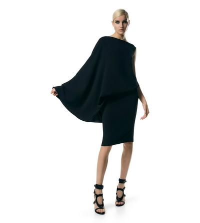 VISCOSE STRETCH CADY ASYMMETRIC WING DRESS image number 1