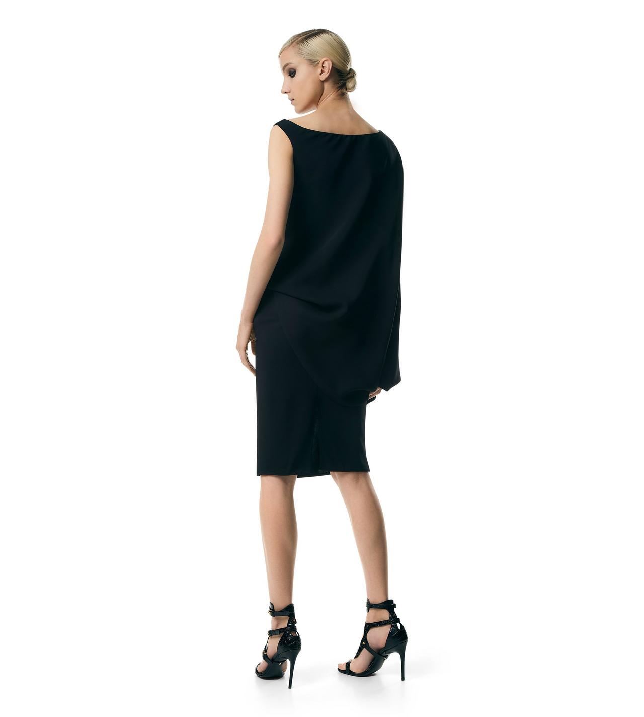 VISCOSE STRETCH CADY ASYMMETRIC WING DRESS image number 2