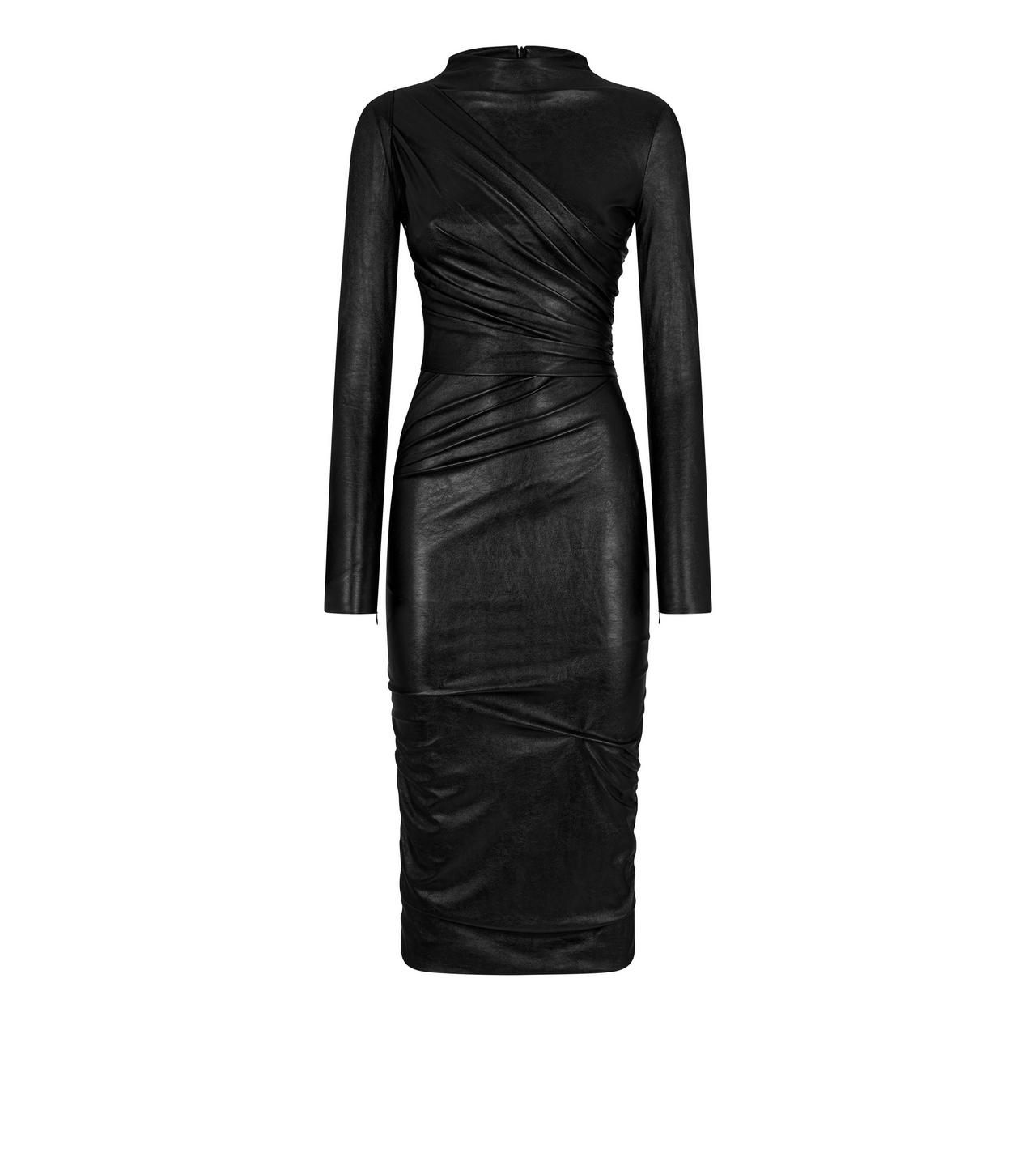 FAUX LEATHER RUCHED DRESS image number 0