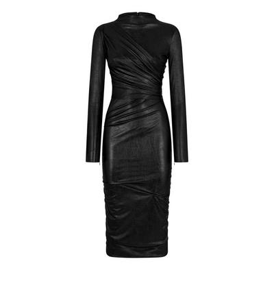 FAUX LEATHER RUCHED DRESS image number 0