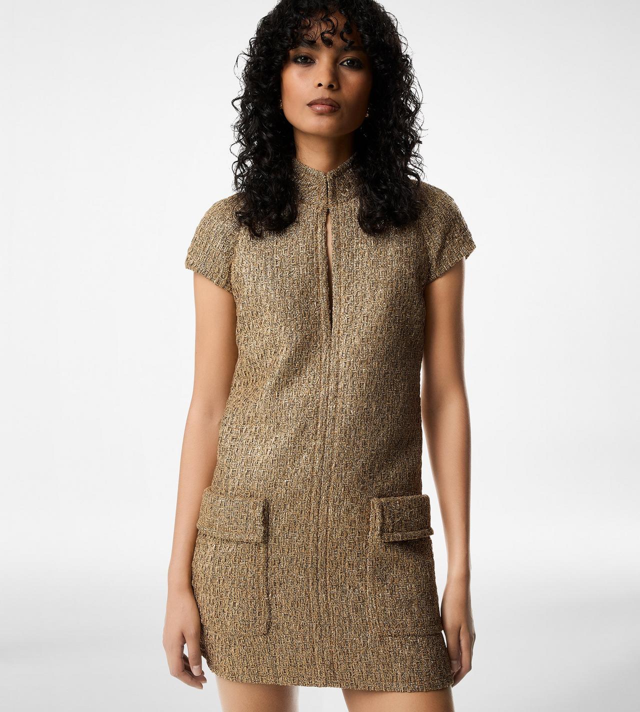 WOOL BLEND TWEED MINI COCKTAIL DRESS image number 1