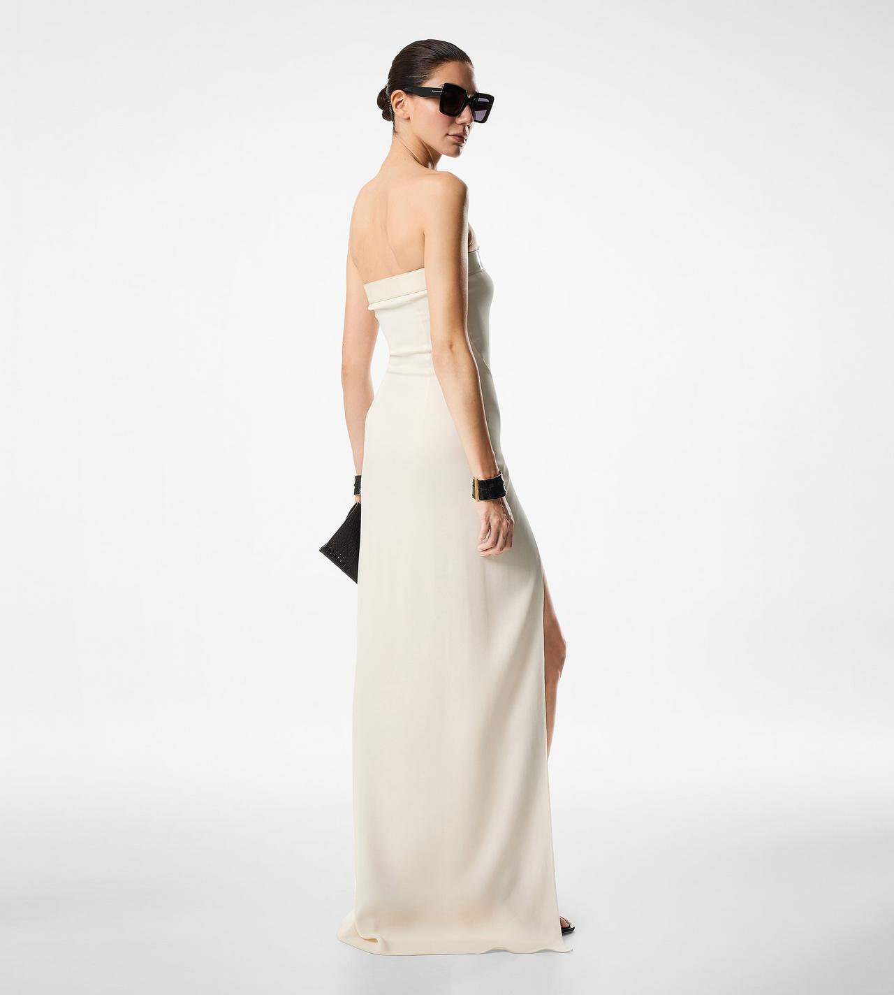 Buckle-detail strapless sablé gown in black - Tom Ford