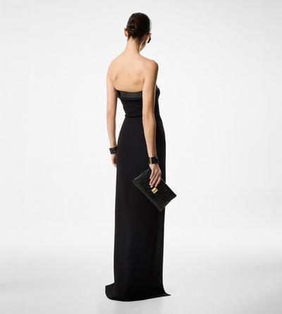 STRETCH SABLE' STRAPLESS EVENING DRESS image number 3
