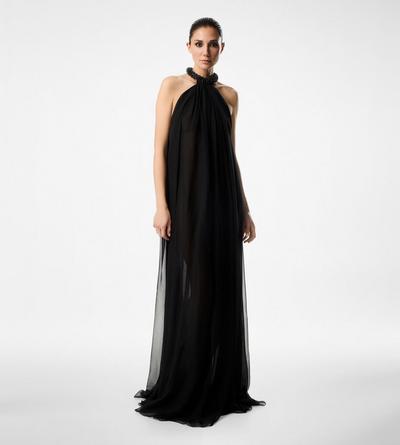 HALTERNECK EVENING DRESS WITH EMBROIDERY image number 2
