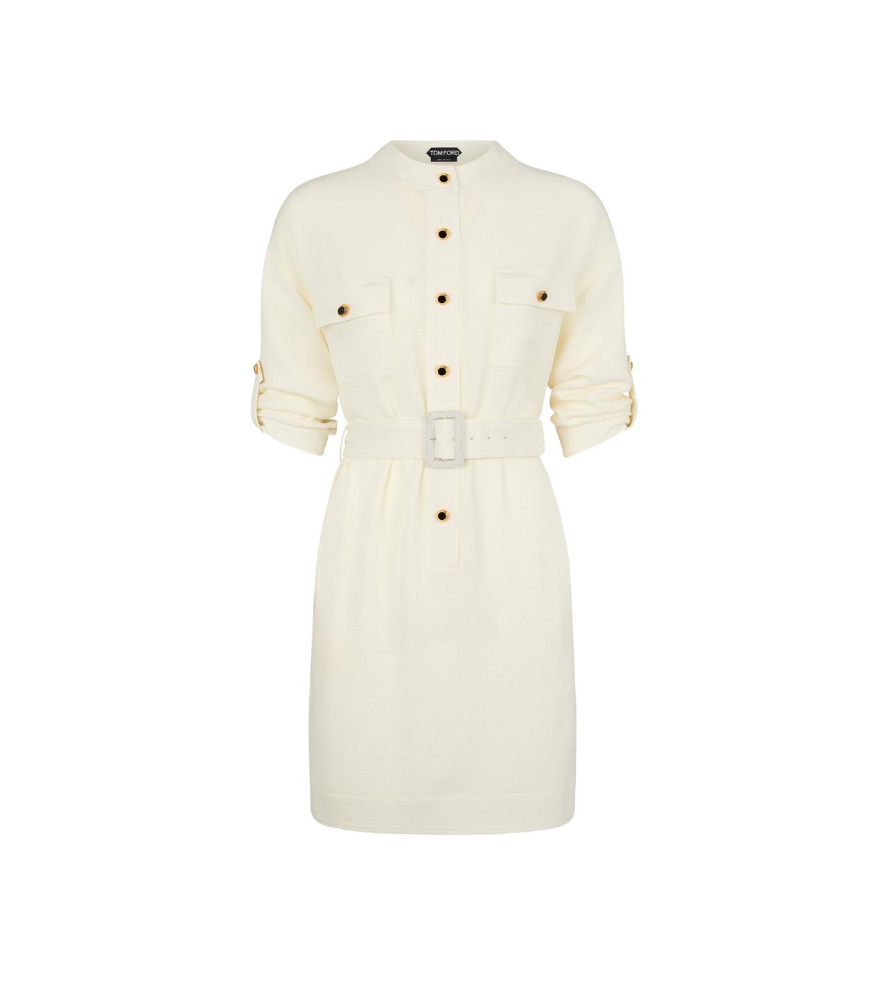 TEXTURED SILK BELTED MINI SHIRT DRESS image number 0