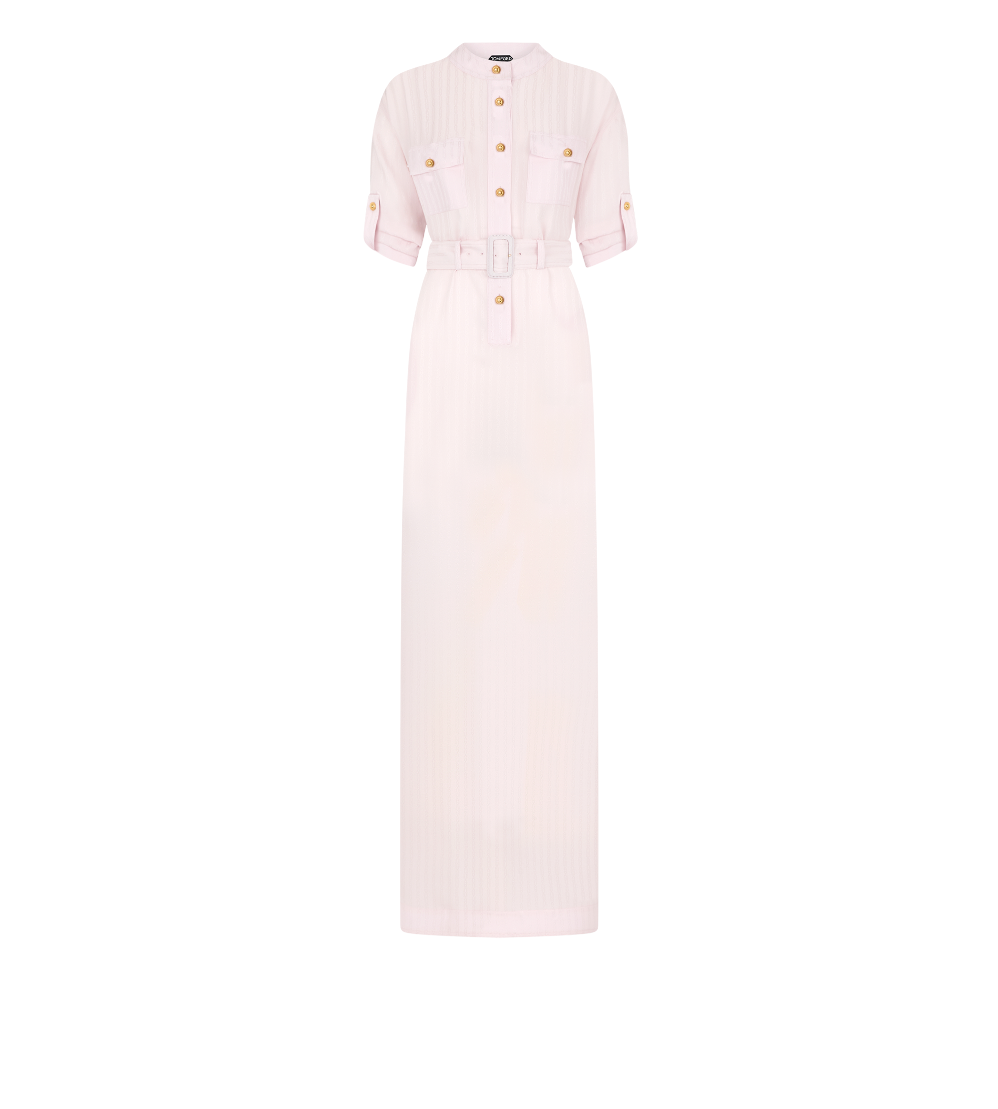STRIPED FLUID SILK LONG SHIRT DRESS