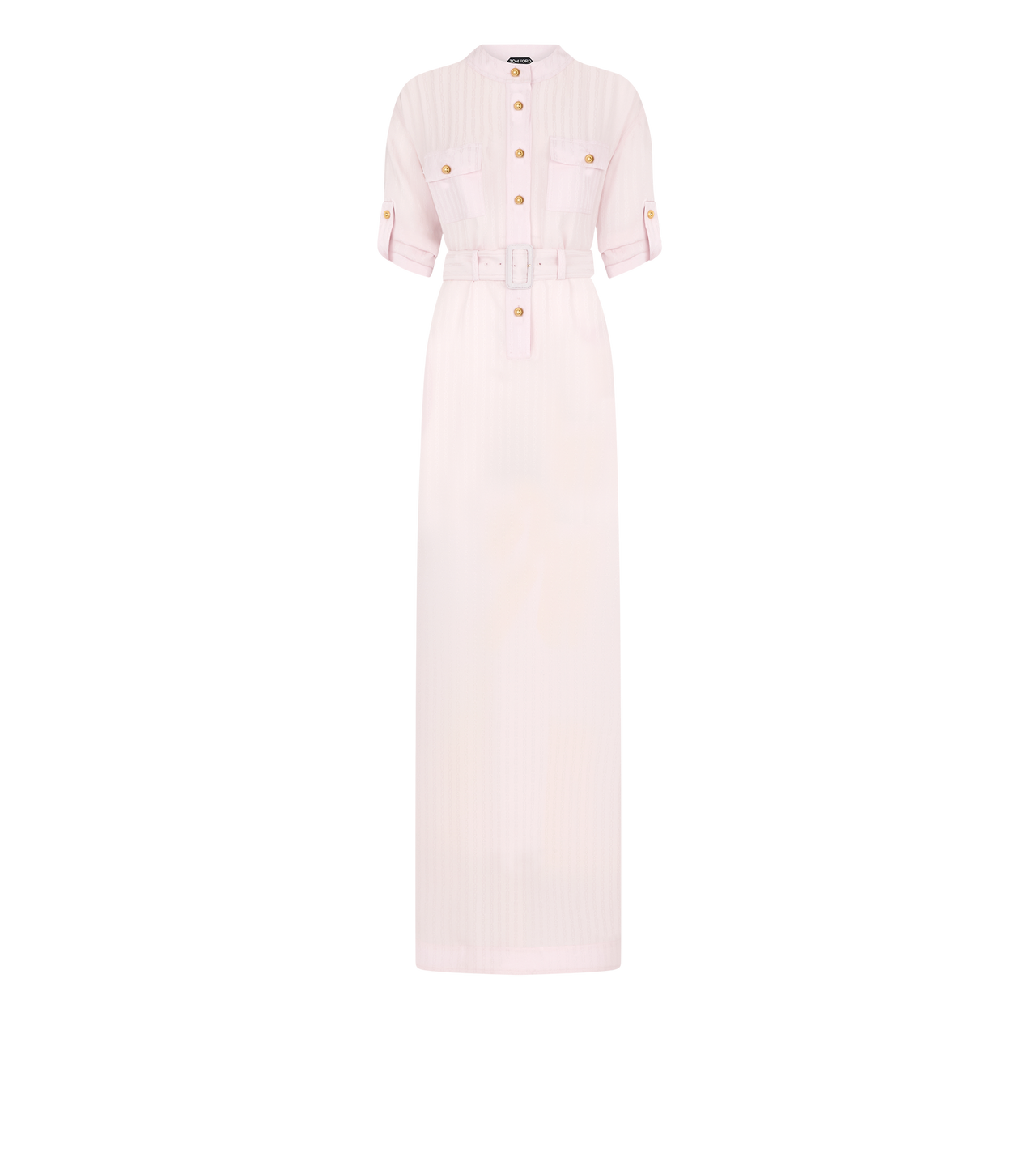 STRIPED FLUID SILK LONG SHIRT DRESS image number 0