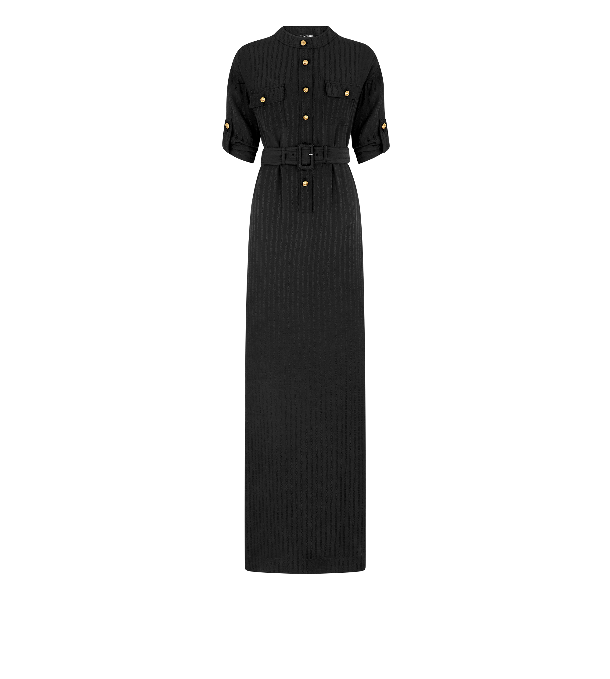 STRIPED FLUID SILK LONG SHIRT DRESS