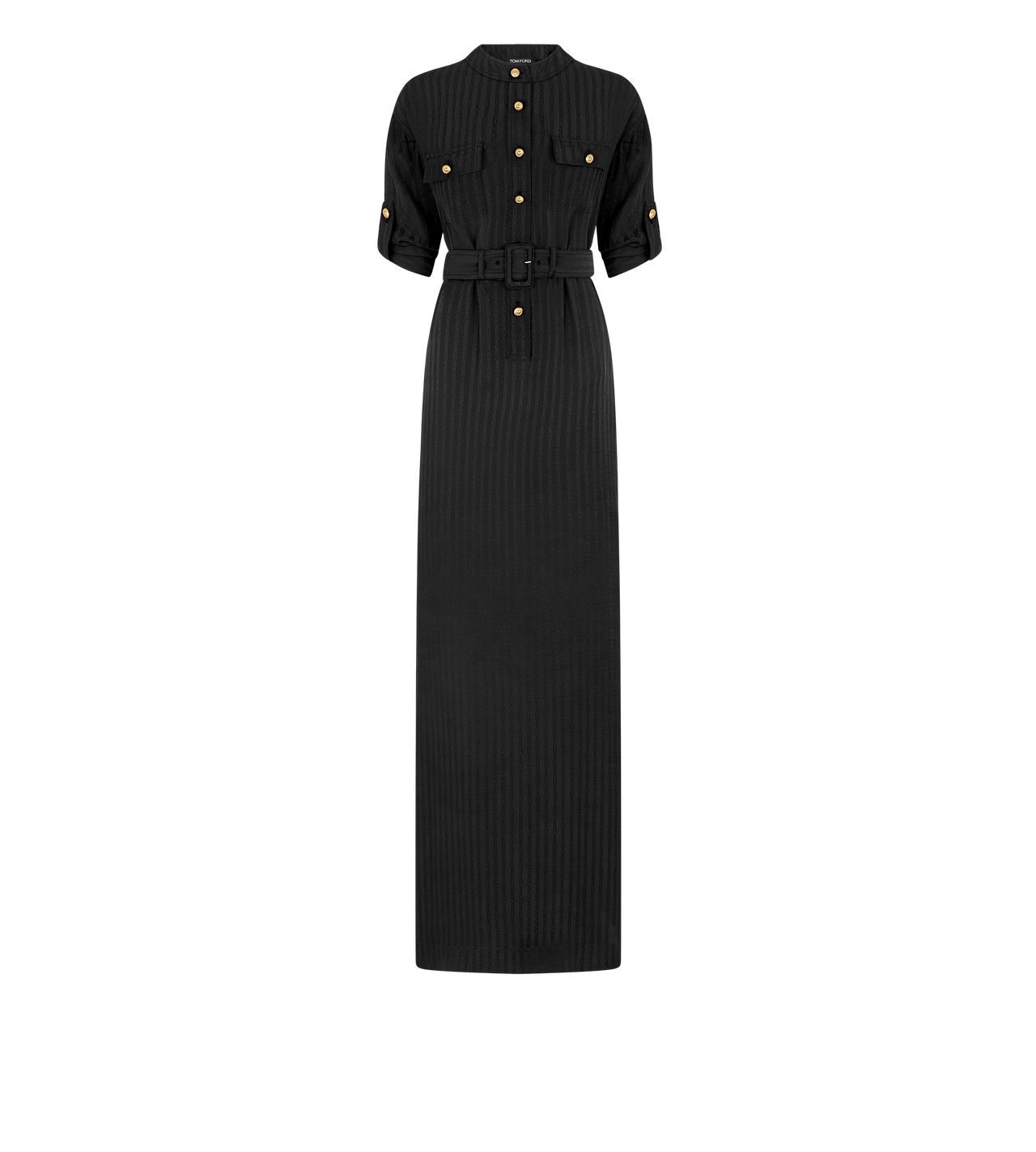 STRIPED FLUID SILK LONG SHIRT DRESS image number 0