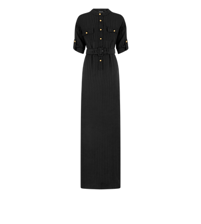 STRIPED FLUID SILK LONG SHIRT DRESS image number 0
