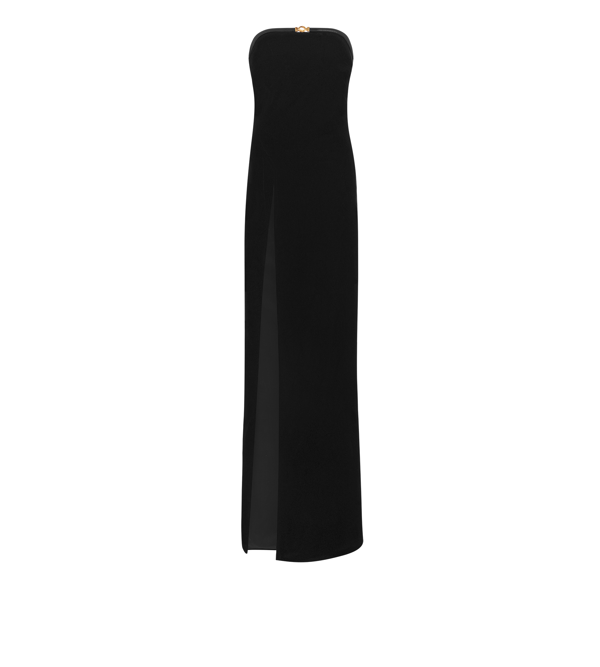 STRETCH VELVET STRAPLESS EVENING DRESS