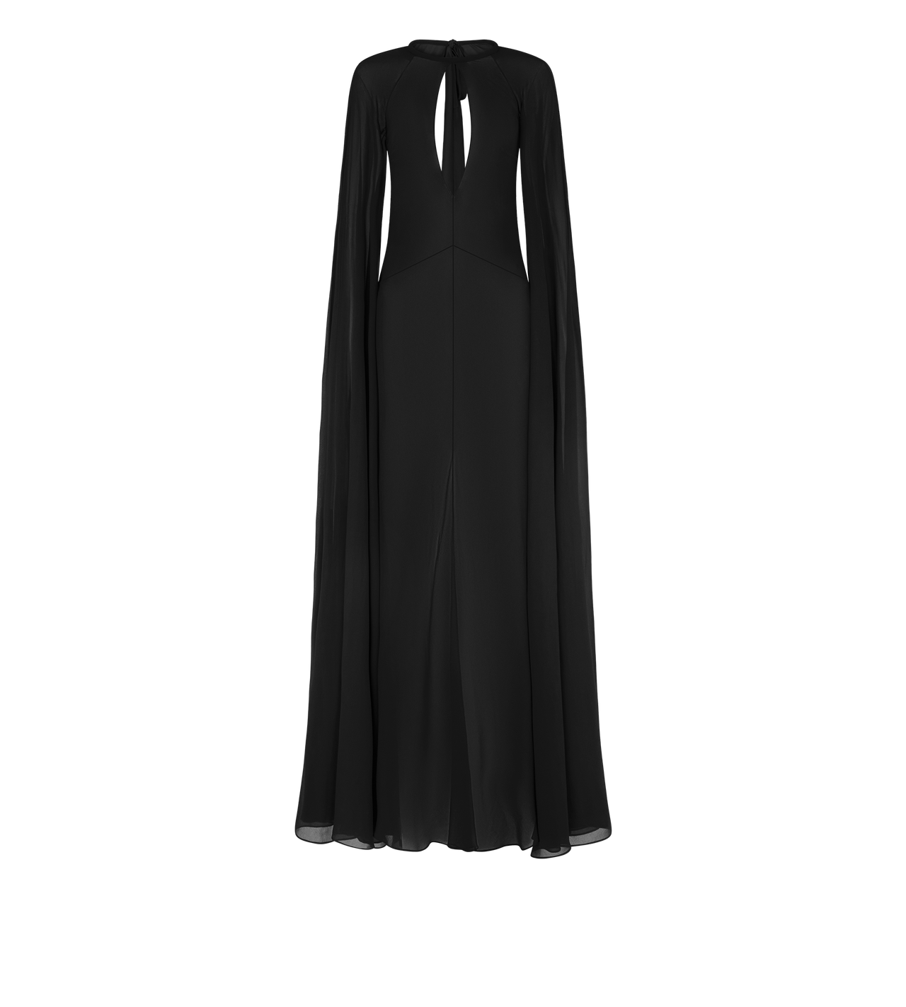 EVENING DRESS WITH KEYHOLE NECKLINE AND LONG CAPE SLEEVES image number 0