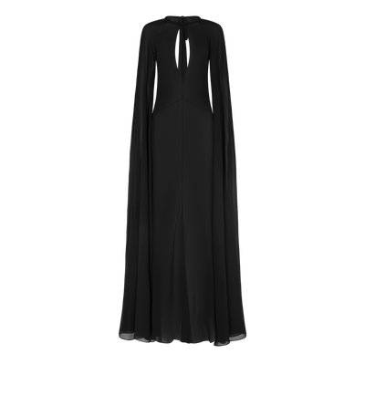 EVENING DRESS WITH KEYHOLE NECKLINE AND LONG CAPE SLEEVES image number 0