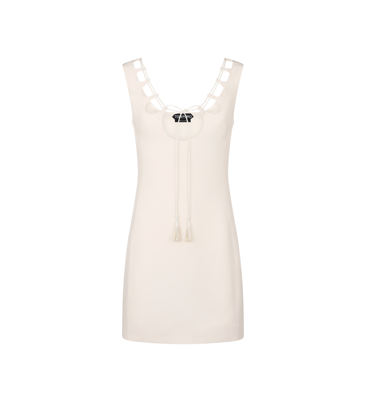 MINI COCKTAIL DRESS WITH DRAWSTRING CUT OUT NECKLINE image number 0