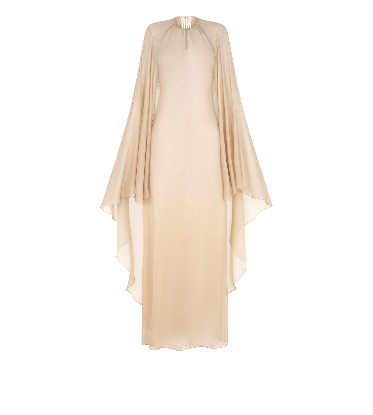 EVENING DRESS WITH KEYHOLE NECKLINE AND ASYMMETRIC CAPE image number 0