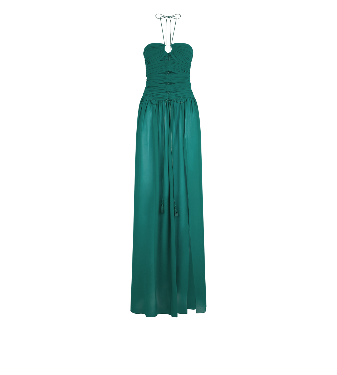 EVENING DRESS WITH DRAWSTRINGS AND CUT OUT DETAILS image number 0