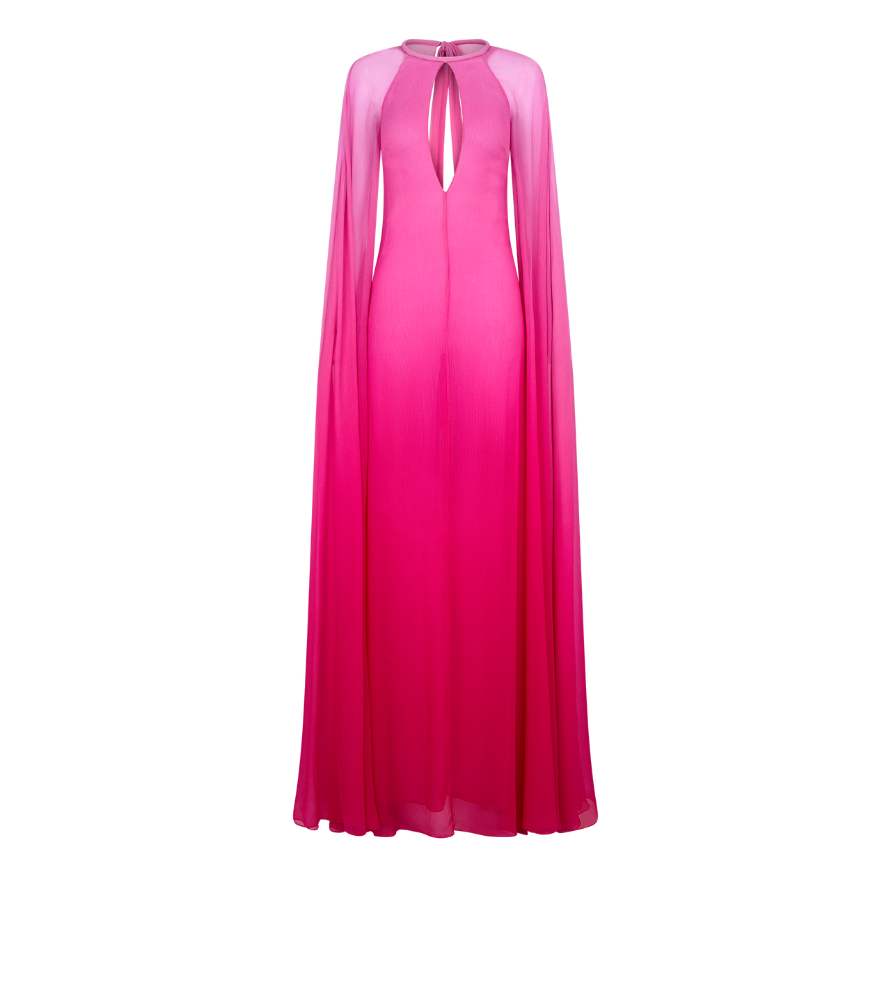 EVENING DRESS WITH KEYHOLE NECKLINE AND LONG CAPE SLEEVES image number 0