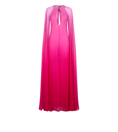 EVENING DRESS WITH KEYHOLE NECKLINE AND LONG CAPE SLEEVES image number 0