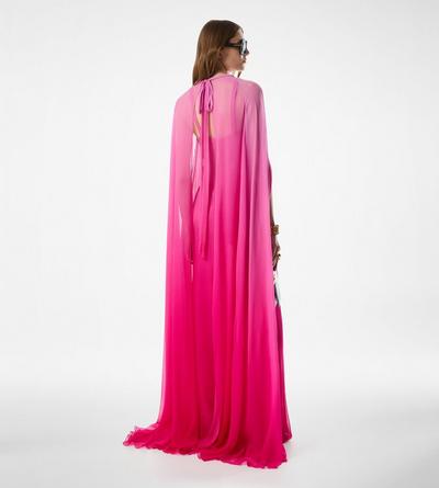 EVENING DRESS WITH KEYHOLE NECKLINE AND LONG CAPE SLEEVES image number 4