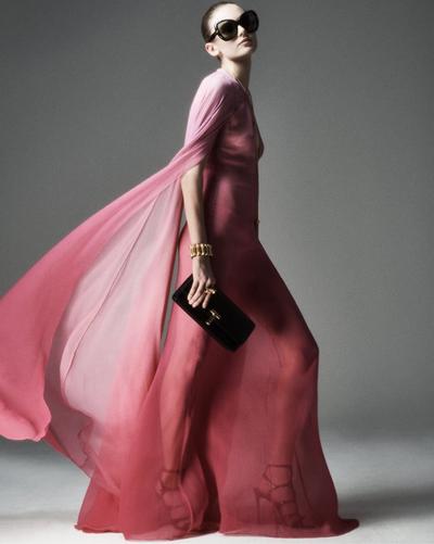 EVENING DRESS WITH KEYHOLE NECKLINE AND LONG CAPE SLEEVES image number 4