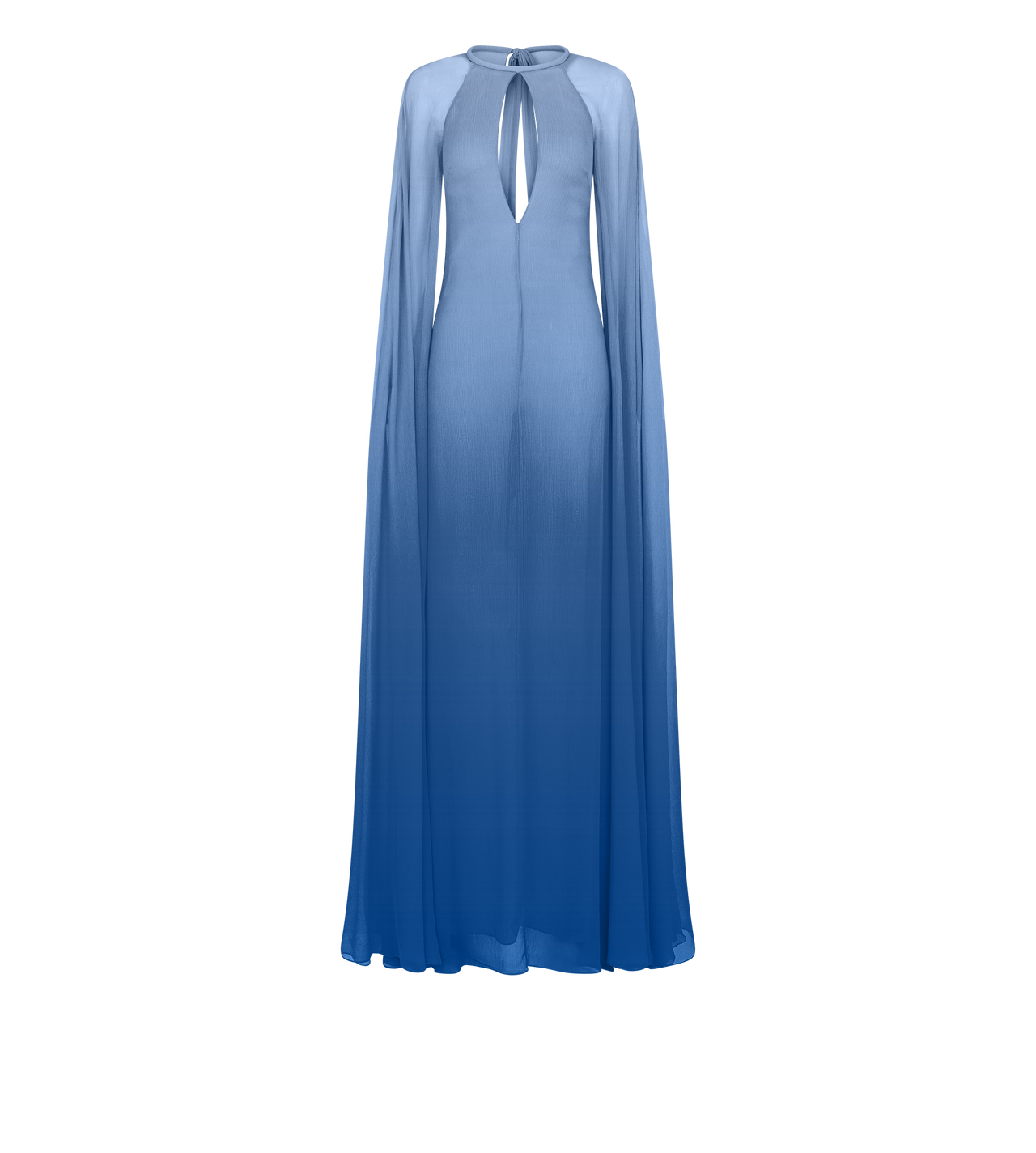 EVENING DRESS WITH KEYHOLE NECKLINE AND LONG CAPE SLEEVES image number 0