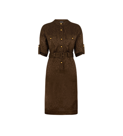 BELTED BELOW THE KNEE SHIRT DRESS
