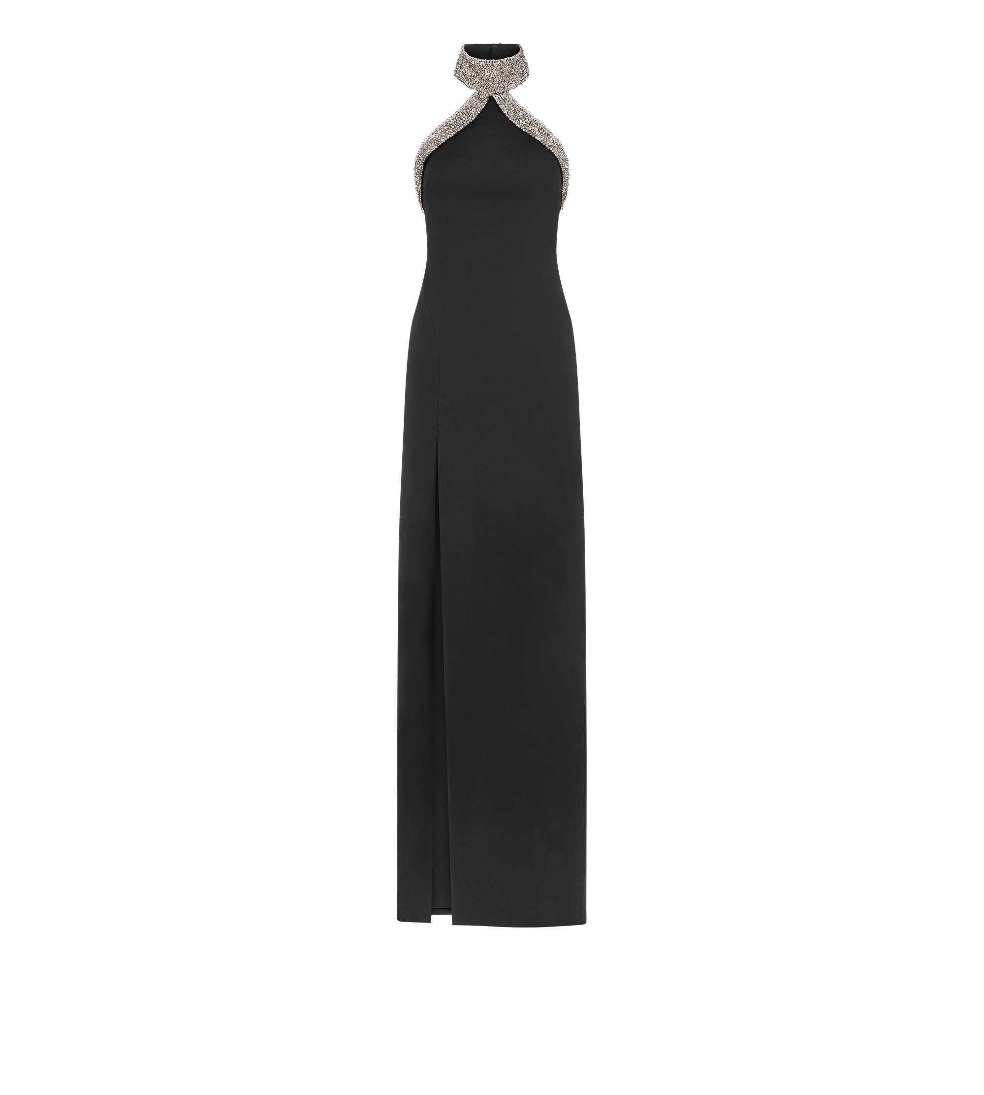 HALTERNECK EVENING DRESS WITH SIDE DEEP SLIT