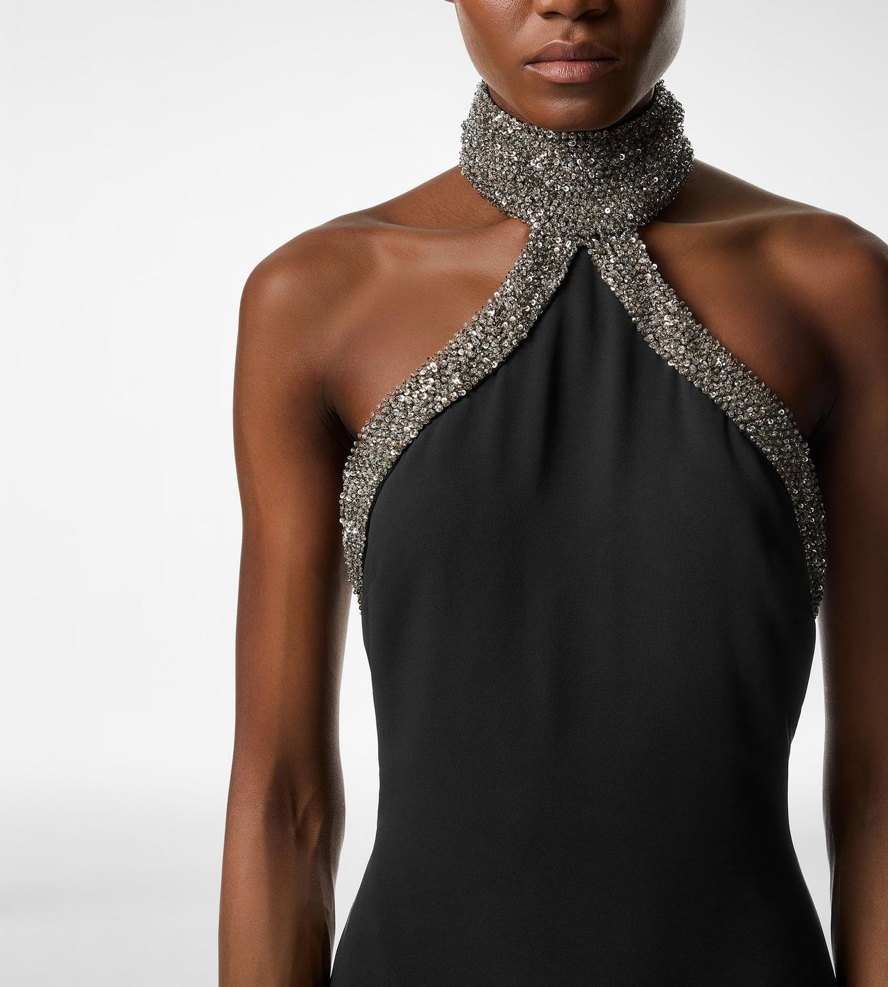 HALTERNECK EVENING DRESS WITH SIDE DEEP SLIT image number 1