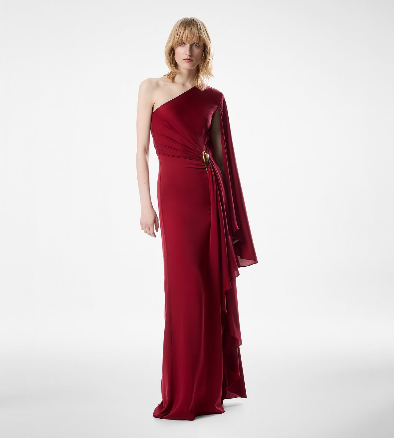ONE SHOULDER EVENING DRESS WITH CAPE AND LIZA HARDWARE DETAIL image number 2