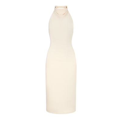 HALTERNECK SILK COCKTAIL DRESS WITH OPEN BACK