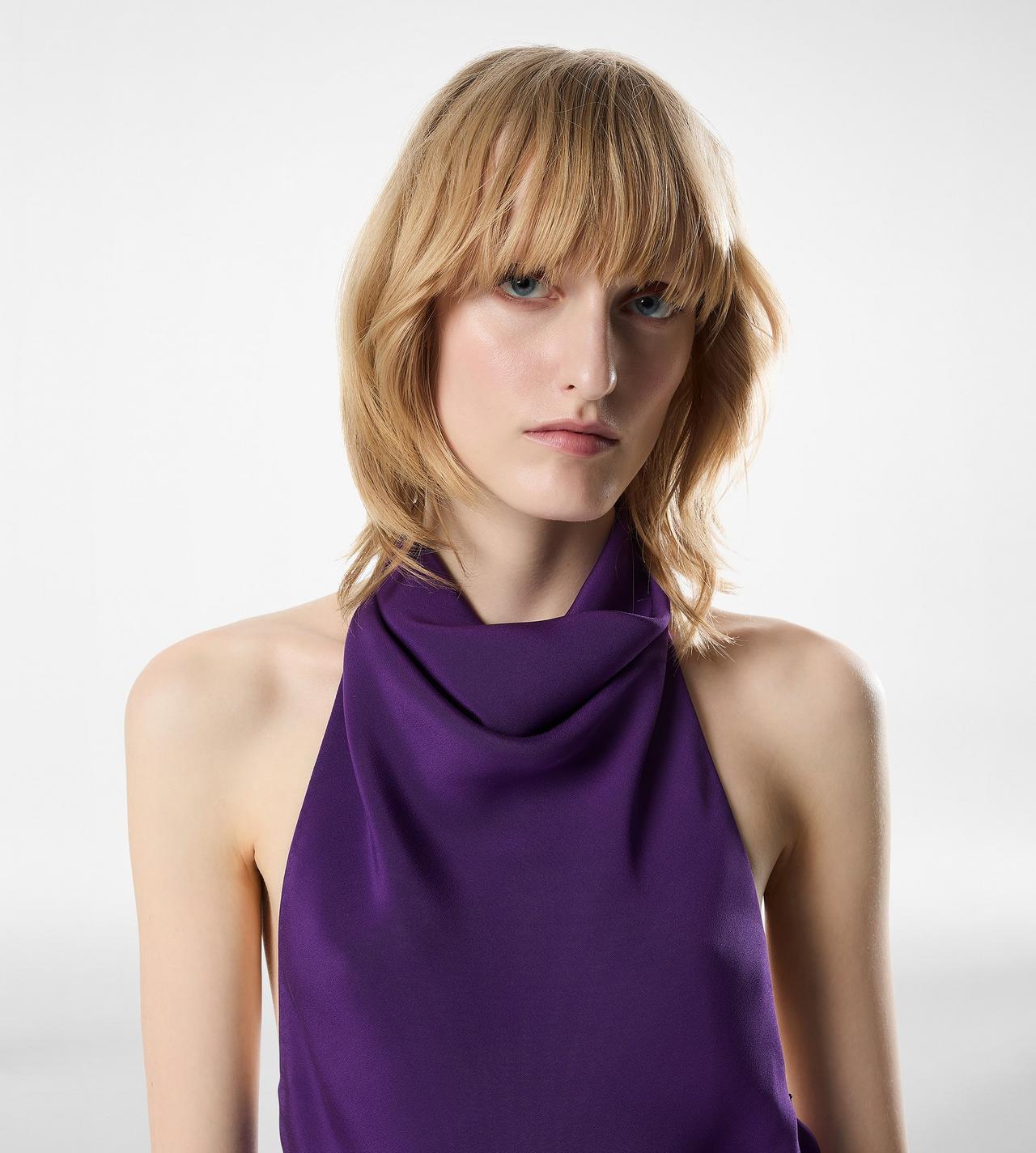 HALTERNECK SILK COCKTAIL DRESS WITH OPEN BACK image number 1