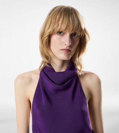 HALTERNECK SILK COCKTAIL DRESS WITH OPEN BACK image number 1