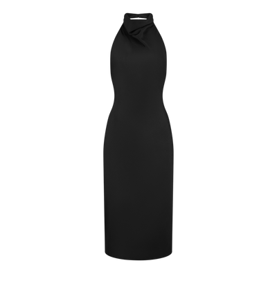 HALTERNECK SILK COCKTAIL DRESS WITH OPEN BACK