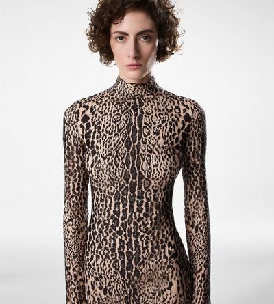 LONG SLEEVE MOCK NECK EVENING DRESS image number 1