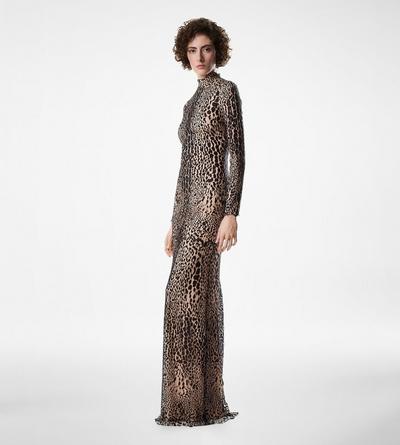 LONG SLEEVE MOCK NECK EVENING DRESS image number 2