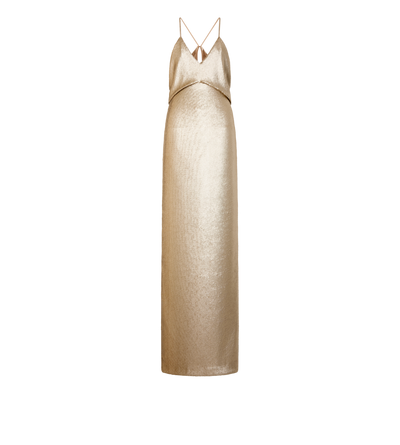 SEQUIN EMBROIDERY V-NECK EVENING DRESS WITH CUT OUT image number 0