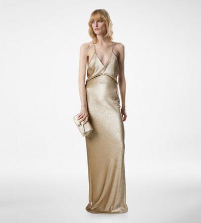 SEQUIN EMBROIDERY V-NECK EVENING DRESS WITH CUT OUT image number 1