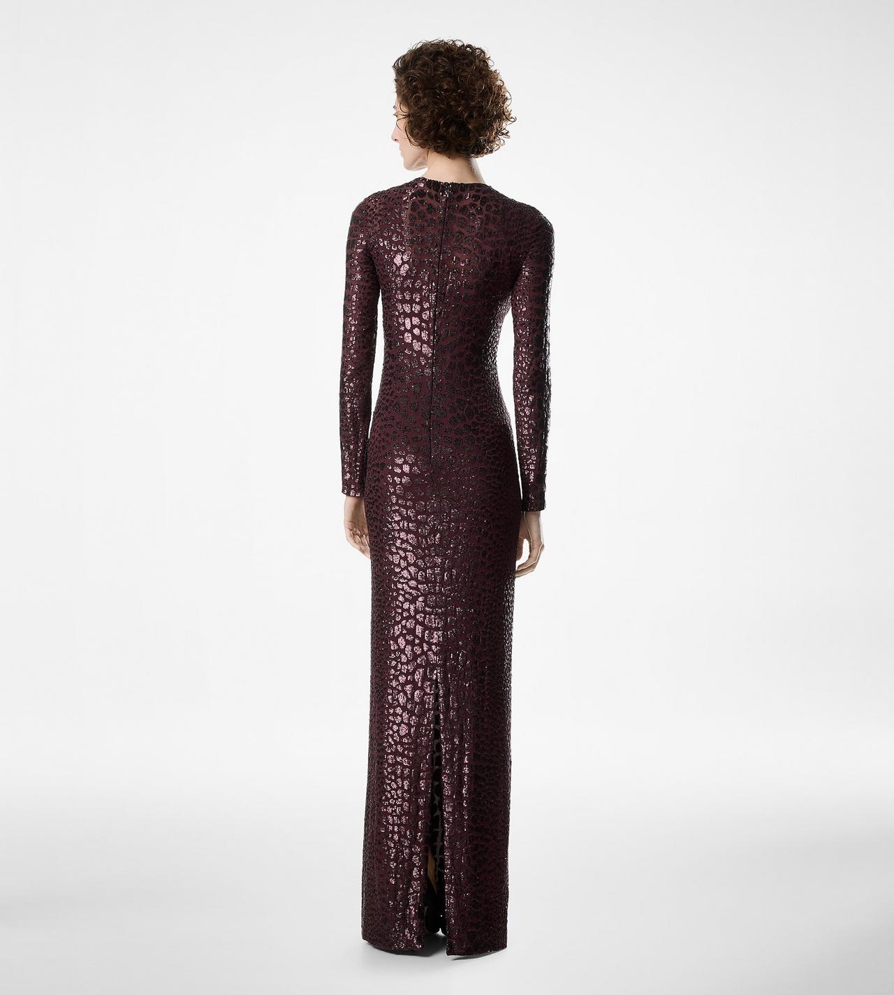 EMBROIDERED CROC EFFECT LONG SLEEVE EVENING DRESS image number 3