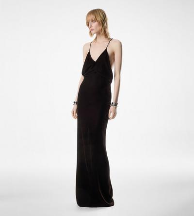 V-NECK EVENING DRESS WITH CUT OUT image number 1