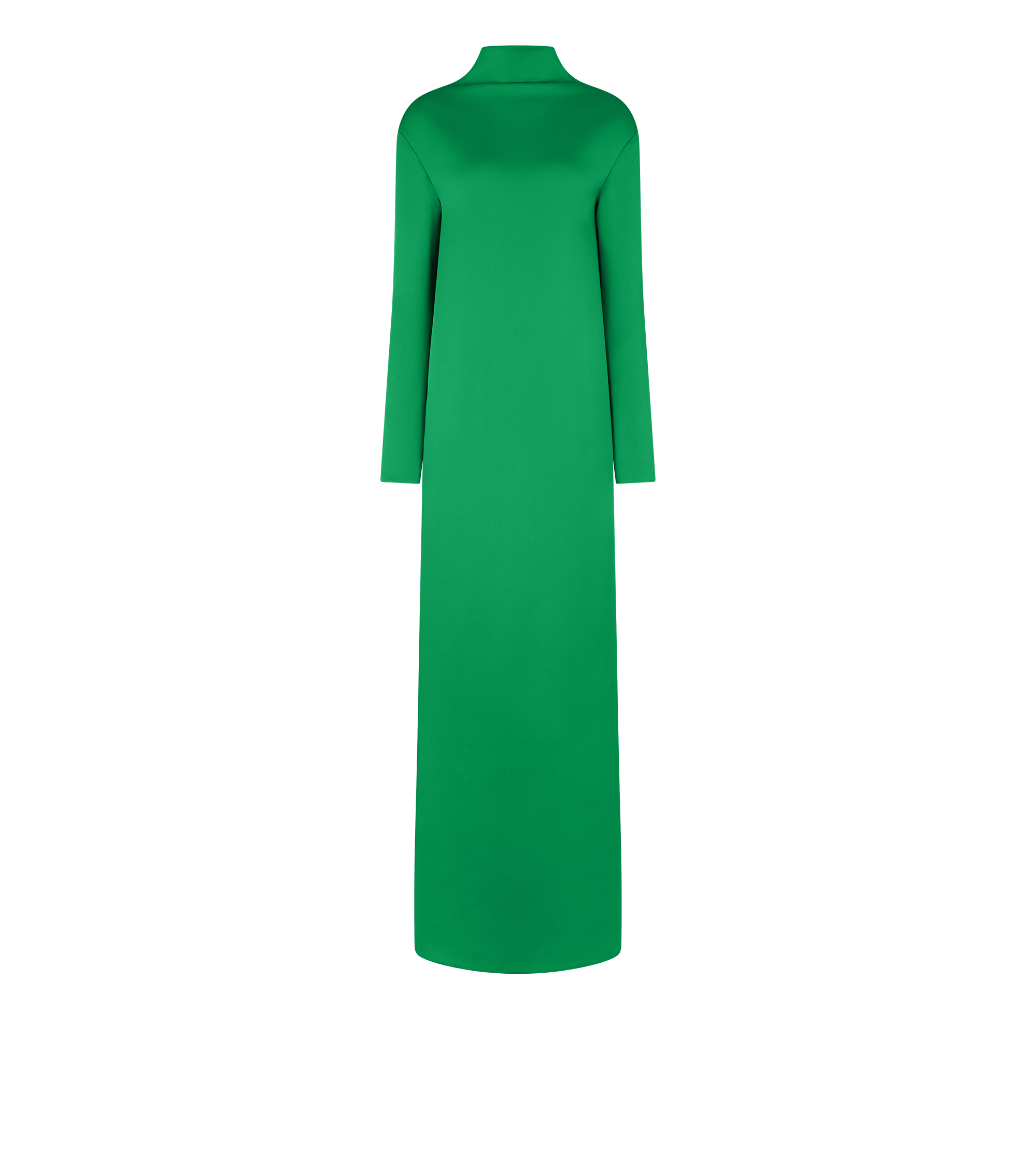 SHINY CREPE MOCK NECK COLUMN EVENING DRESS