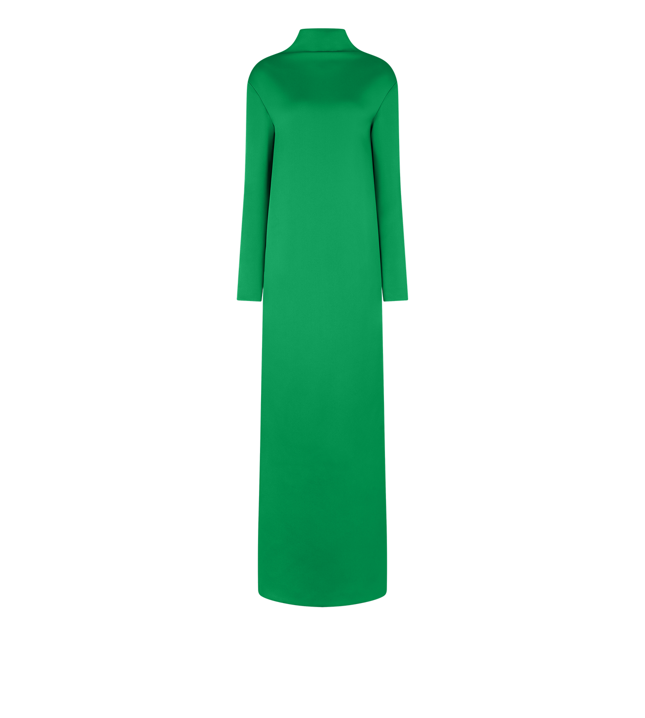 SHINY CREPE MOCK NECK COLUMN EVENING DRESS image number 0