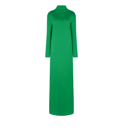 SHINY CREPE MOCK NECK COLUMN EVENING DRESS image number 0