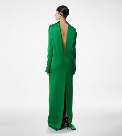 SHINY CREPE MOCK NECK COLUMN EVENING DRESS image number 3