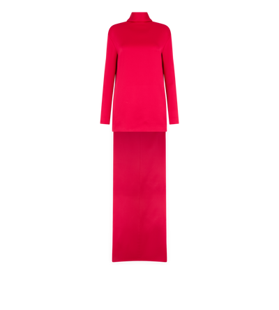 SHINY CREPE MOCK NECK COCKTAIL DRESS image number 0