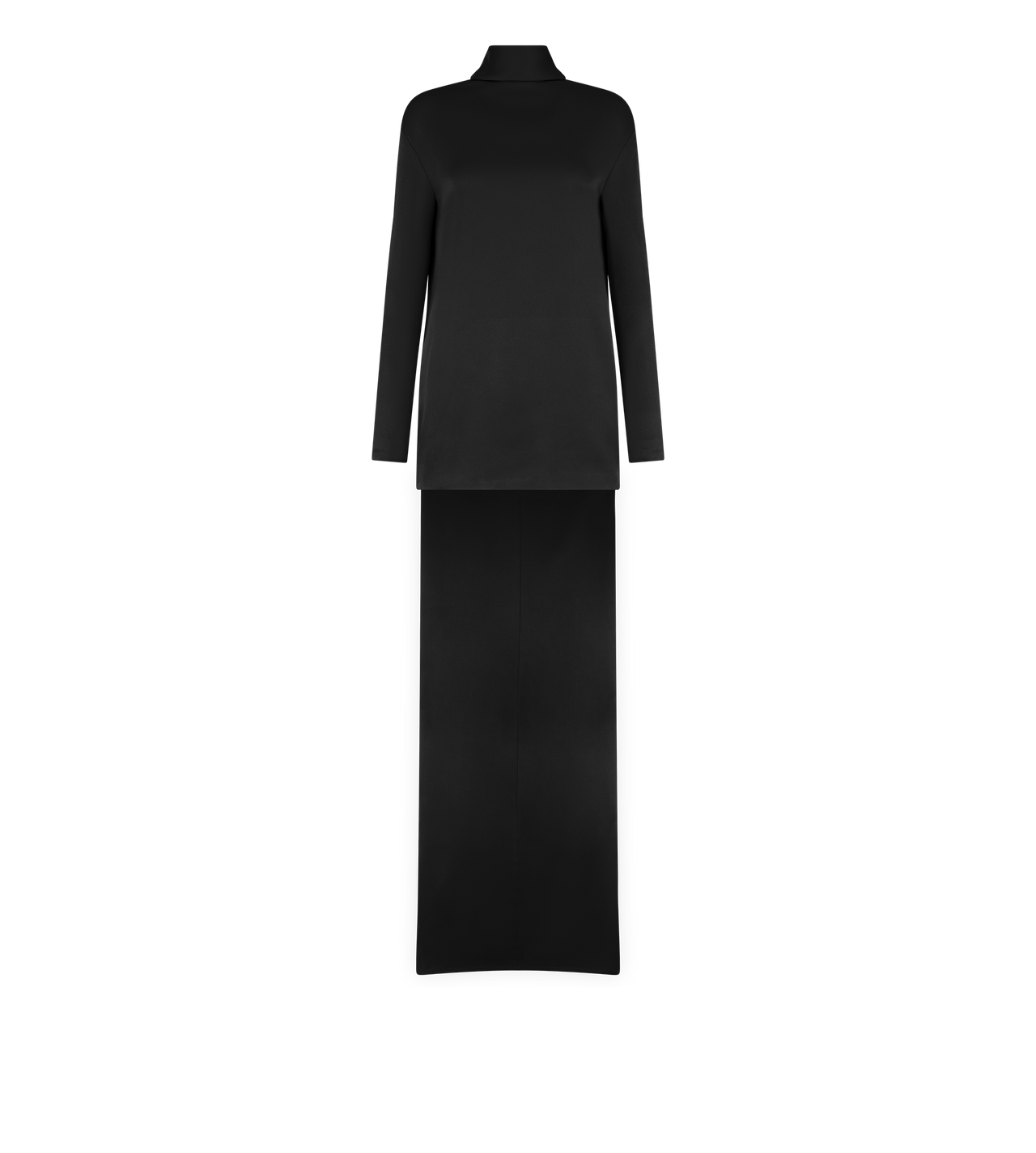 SHINY CREPE MOCK NECK COCKTAIL DRESS image number 0