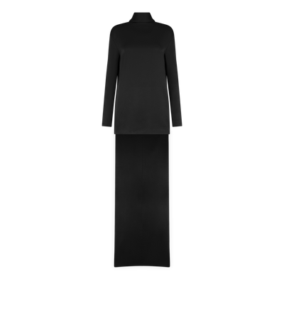 SHINY CREPE MOCK NECK COCKTAIL DRESS image number 0