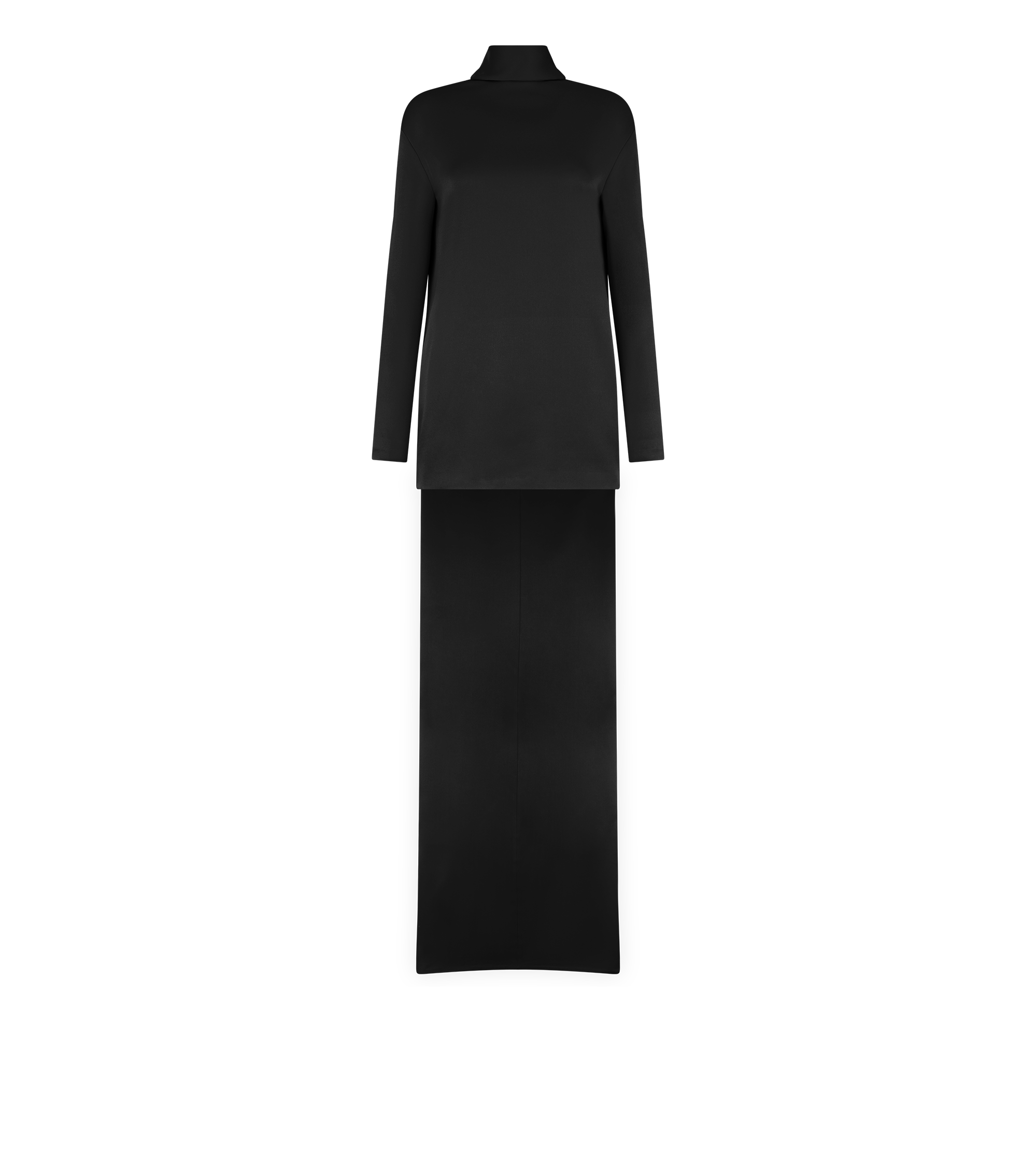 SHINY CREPE MOCK NECK COCKTAIL DRESS