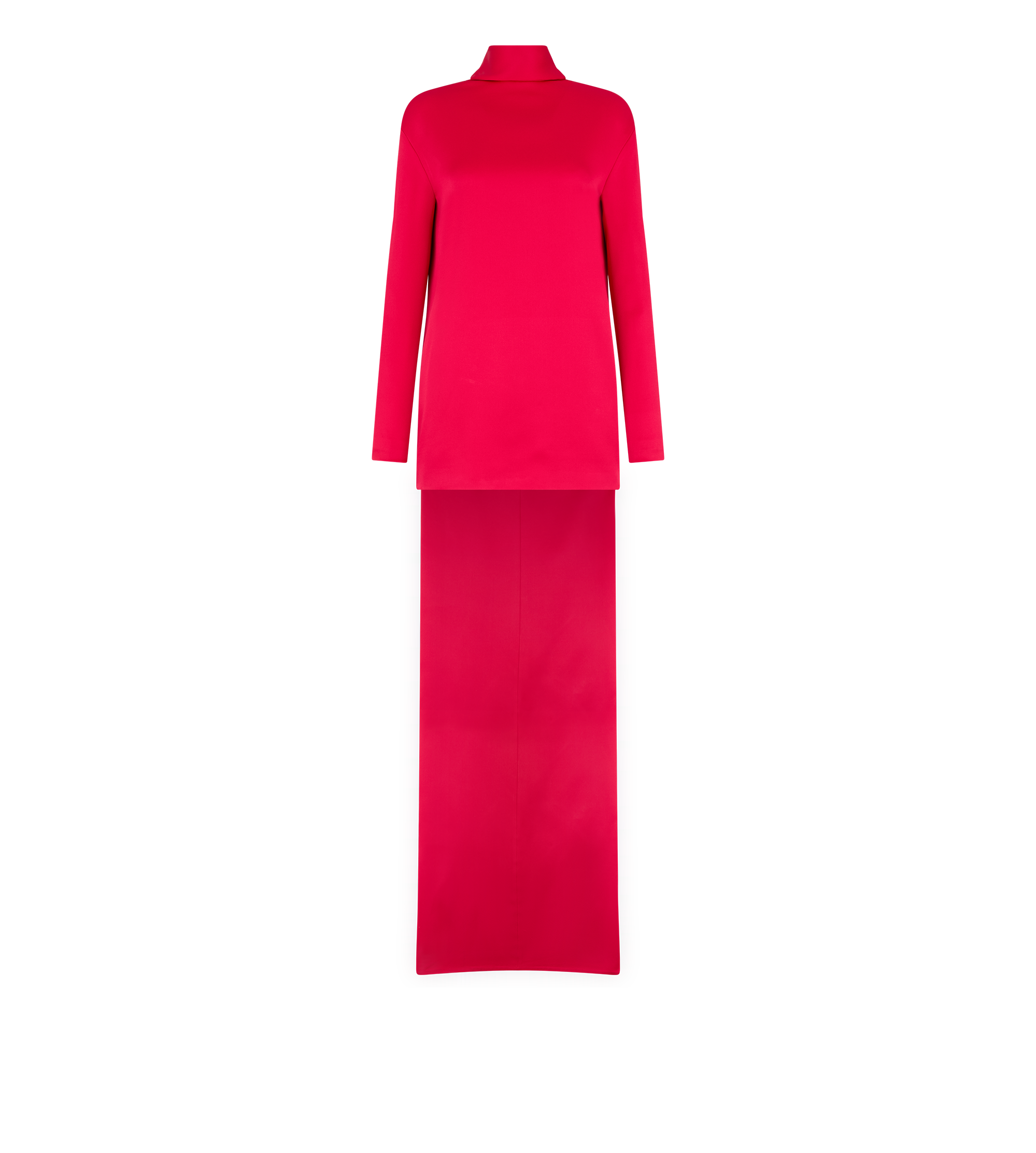 SHINY CREPE MOCK NECK COCKTAIL DRESS